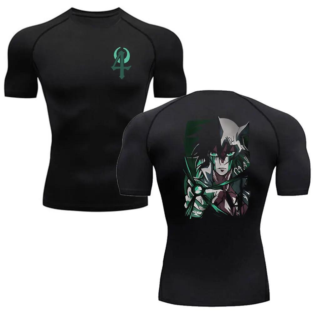 Anime Bleach Herren Sport BJJ Rashguard MMA Kompressions-T-Shirt Herren Fitnessstudio Fitness Boxen Trikots Schnelltrocknend Workout Atmungsaktives T-Shirt Tops XXXL