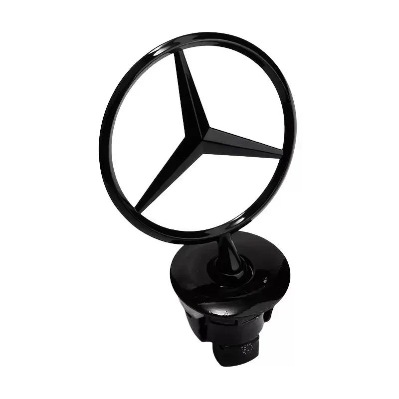 Autoaufkleber Für Mercedes Benz Stern Motorhaube - Emblem für Autohaube Vorne Chrom Logo Haubenmarkierung für Benz C E S Klasse W204 W205 W21 schwarz
