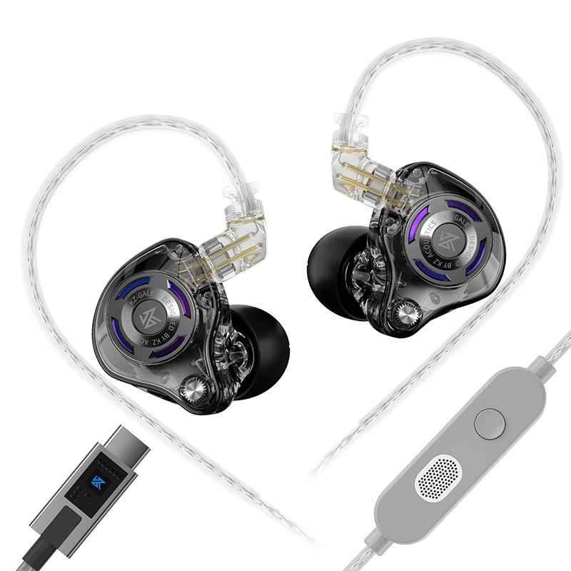 KZ Gale In-Ear Gaming-Kopfhörer E-Sports Bass Metall-Ohrstöpsel 3,5 mm AUX/Typ C Headset Für Videospiel Bühne Live-Sound Kopfhörer Black-Type C