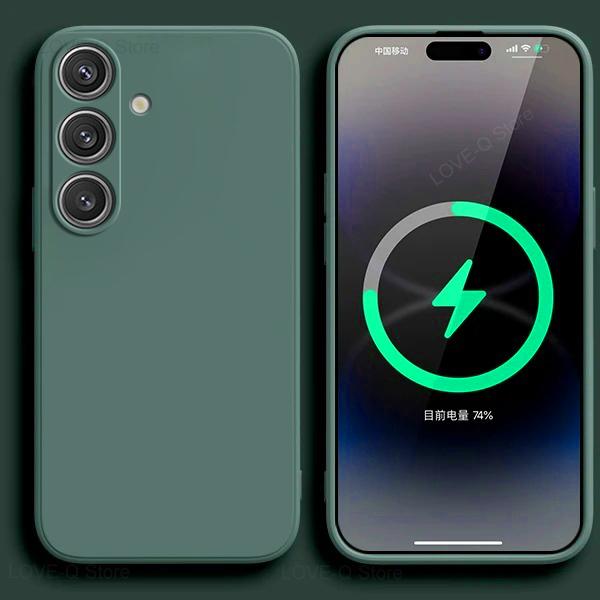 Für S24 S23 S22 Ultra Hüllen Flüssigsilikonhülle für Samsung Galaxy S24 S23 S22 Ultra Plus S24Ultra Hüllen Abdeckungszubehör For Samsung Galaxy S23+ dunkelgrüne