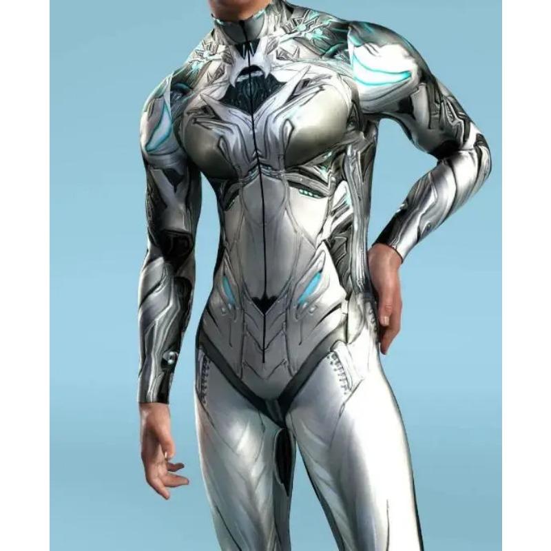 3D-Druck CyberPunk Mechanischer Overall Cosplay Enger Body Steampunk Halloween Karneval Kostüm Party Männer Zentai Anzug XXXXL