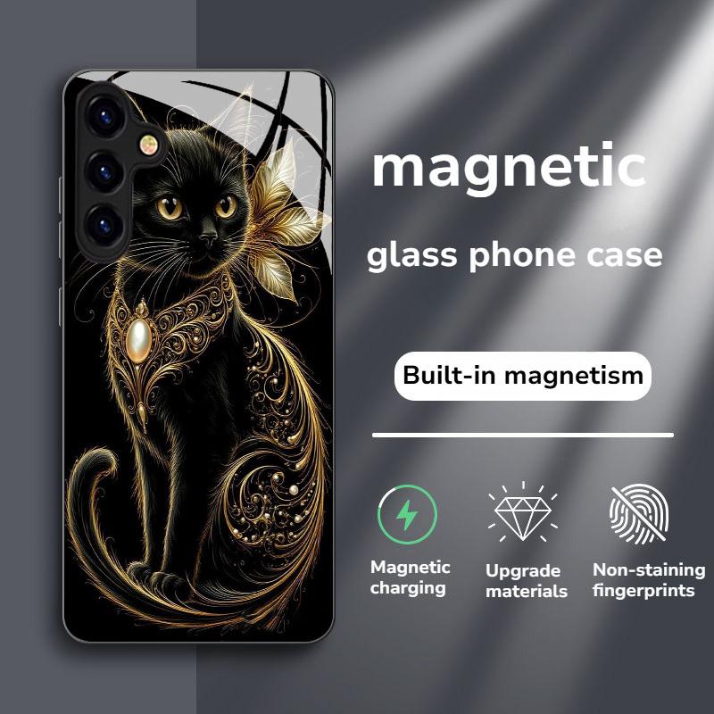 Neue magnetische gehärtete Glas-Handyhülle mit Katze für Samsung Galaxy Note20/S20/S21/S22/S23/S24/S25/ Plus Ultra 5G Galaxy S23-1