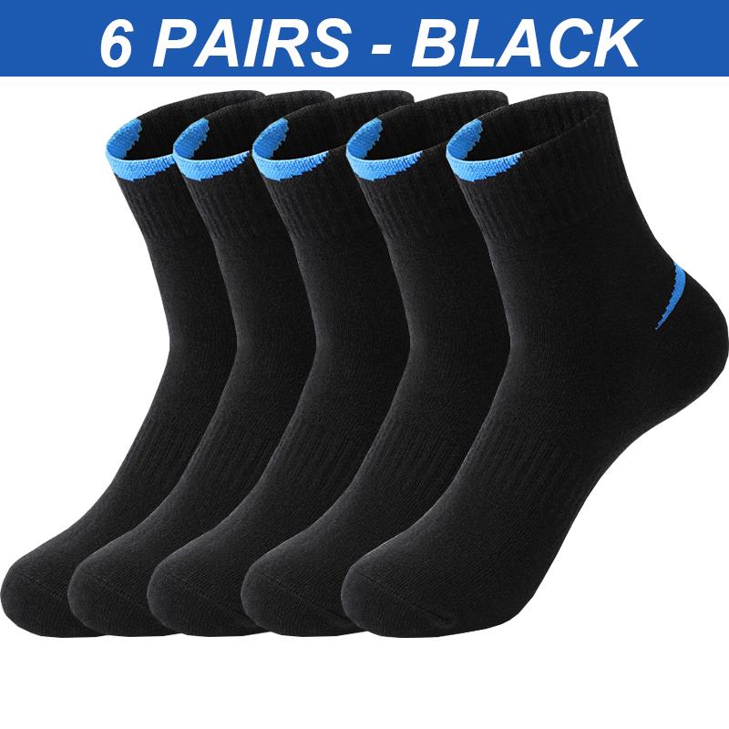 6 Pairs männer Lange Socken Baumwolle Schweiß saugfähig Deodorant Einfarbig Sport Socken Casual Atmungsaktive Männliche Socken Hohe qualität EUR38-45 schwarz