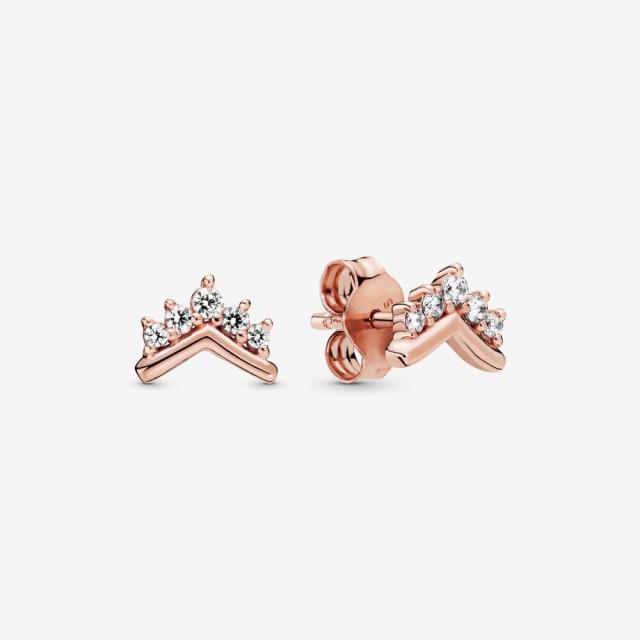 925 Sterlingsilber Ohrringe Stecker Kristall Ohrringe für Frauen Roségold Krone Herz Unendlichkeit Biene Ohrring Schmuck