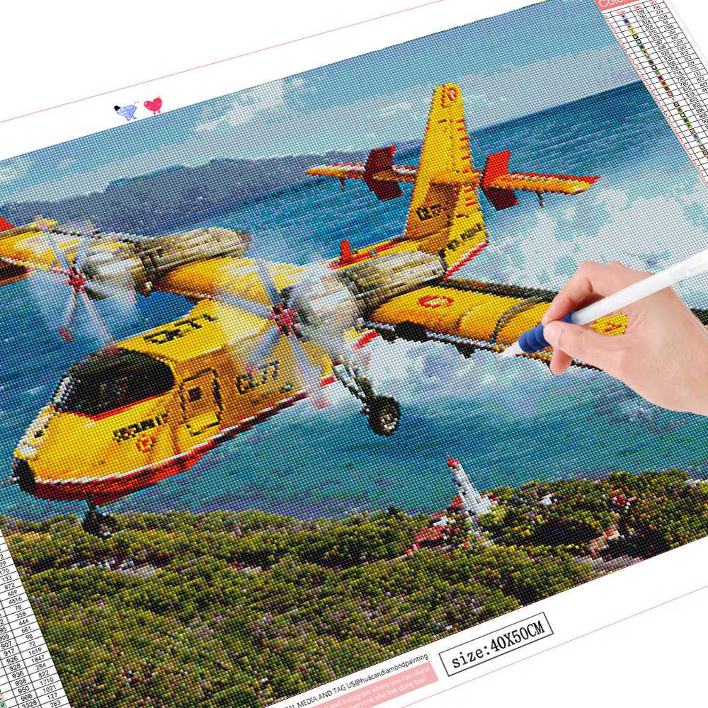 Diamant-Stickerei, Verkauf, Flugzeug, komplett, rund, 5D-Diamant-Gemälde, Landschaft, Diamant-Mosaik-Bild 20X30