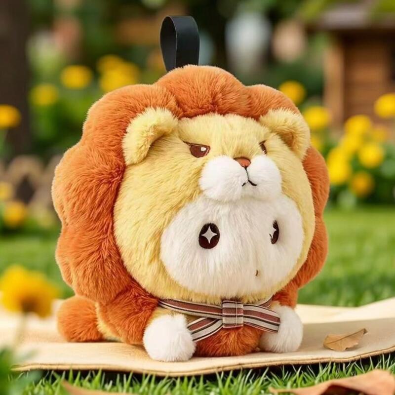 Original Neues Cartoon-Löwen-Stofftier-Anhänger Kreativer Stofftier-Anhänger Rucksack Schlüsselanhänger Anhänger Geschenk für Mädchen 10cm beige
