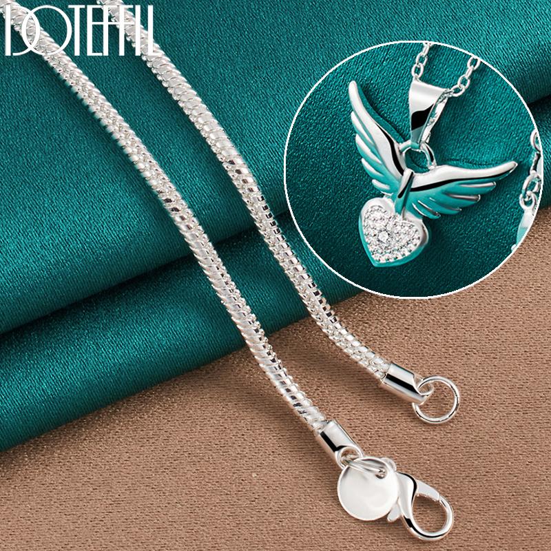 925 Sterling Silber 16-30 Zoll Herz Anhänger Halskette Modeschmuck 60cm