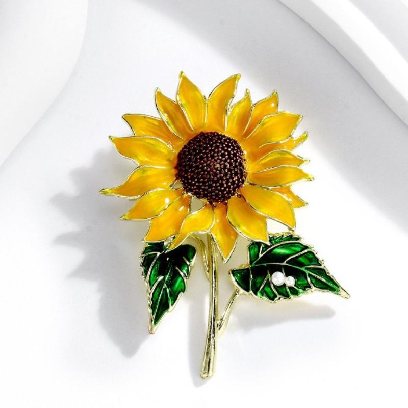 Stilvolle Einzigartige Sonnenblumen Brosche Für Frauen Elegante Blume Corsage Hochzeitsparty Tägliche Kleidung Schmuck Accessoires Geschenk onesize