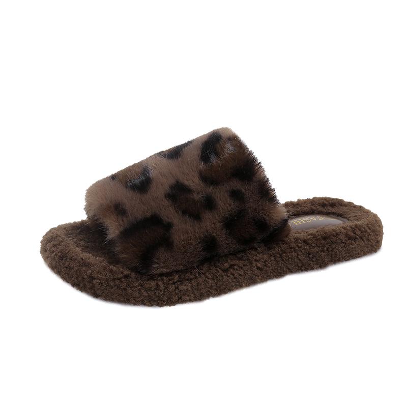Schuhe Damen Hohe Qualität Zehenfrei Damen Hausschuhe Warm Lässige Hausschuhe Damen Leopard Runde Zehen Niedriger Flacher Absatz Schuhe Damen 38 khaki