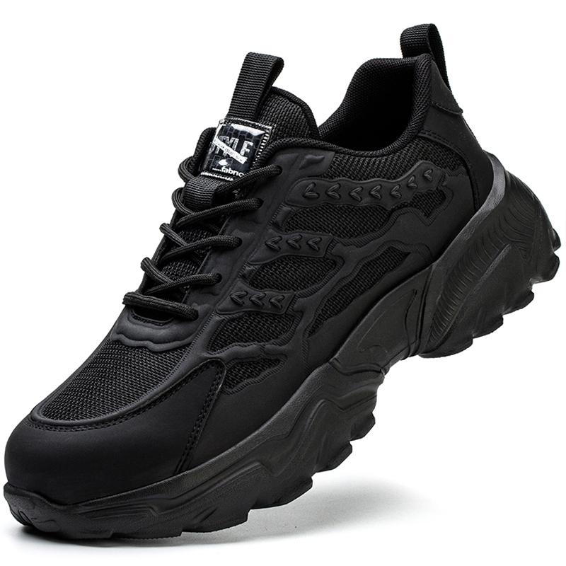 Schwarz-weiße Arbeitsschuhe für Herren und Damen, atmungsaktive, durchstichfeste Sport-Sicherheitsschuhe mit Stahlkappe, Unisex 39