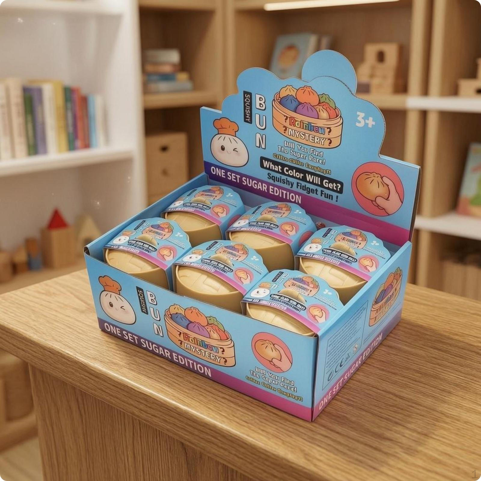 12 Stück Brötchenförmige Displaybox Figur Dampfkorb Verpackung Hand Fidget zum Spielen gray