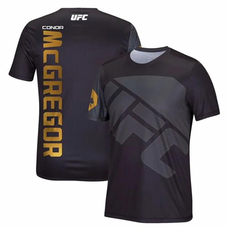 Conor McGregor Goldes Trikot Fans Outdoor UFC MMA Boxen Einlauf Atmungsaktive T-Shirts Herren GYM Sport Kurzarm-T-Shirts Oberteile S