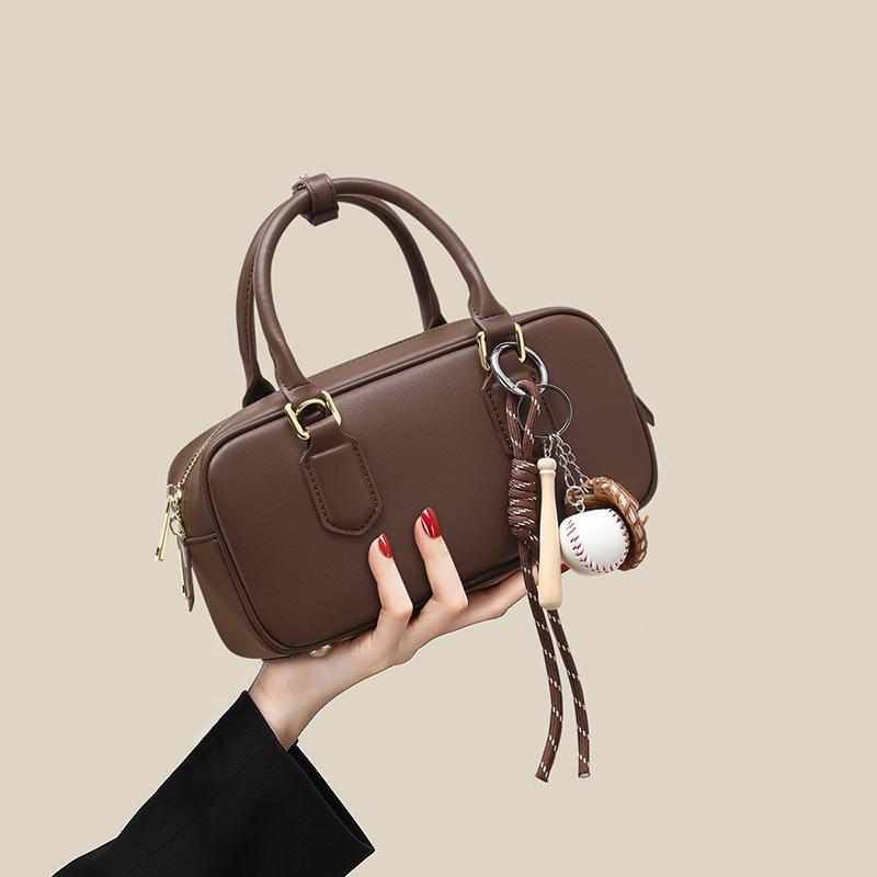 Handtaschen für Damen Neue Herbst- und Winter-Umhängetasche aus echtem Leder Damentasche Kleine quadratische Tasche mit einer Schulter Bowlingtasche gray