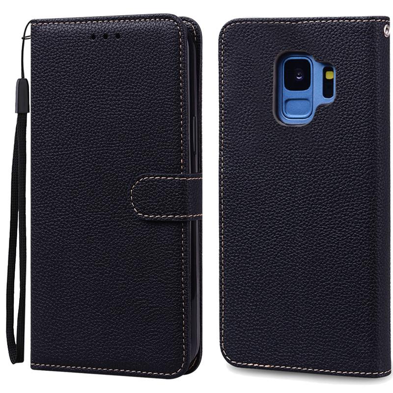 S9/S9 Plus Hülle Für Samsung Galaxy S9 Hülle G960F Leder Brieftasche Klapphülle Für Samsung Galaxy S9+ S 9 Plus G965 Coque Handyhülle For Samsung S9 schwarz