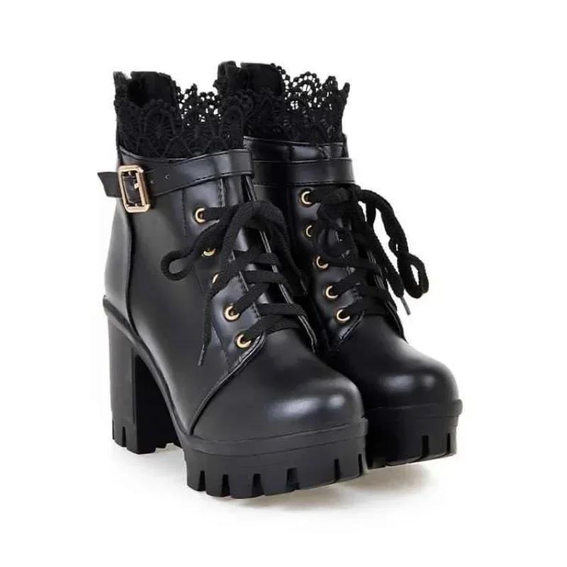 Mode Damenstiefel Mode Damen High Heels Heißverkauf Kurzrohr Damenstiefel Plus Samt Große Schuhe für Damen Zapatos Mujer 33