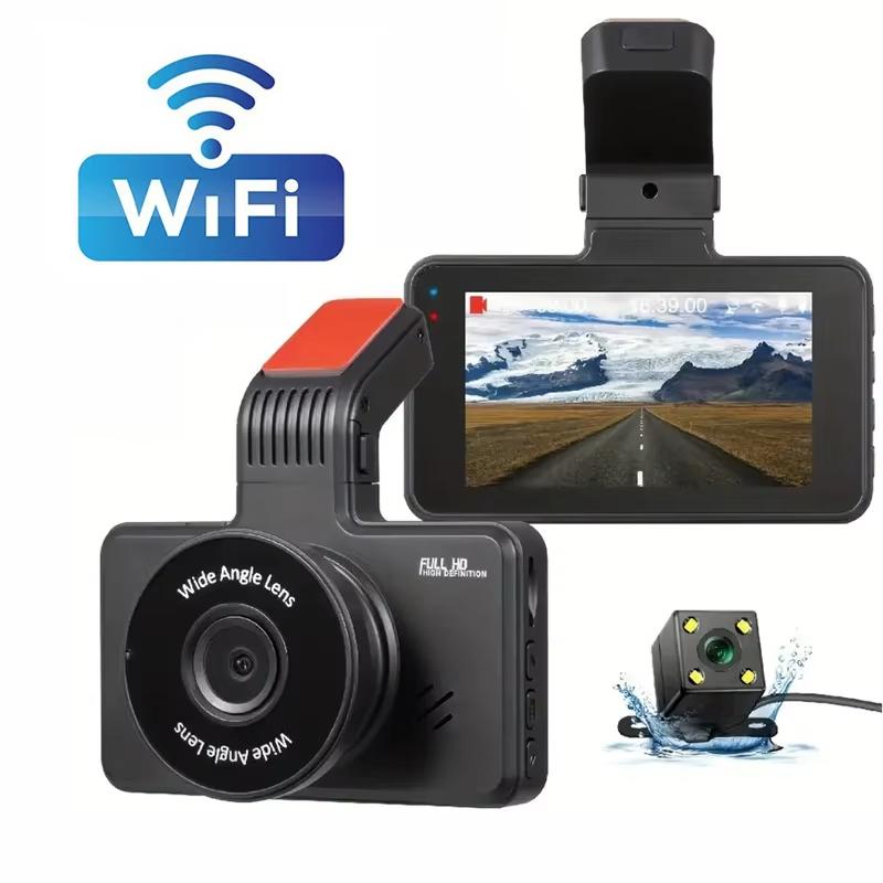 HD-Dashcam, kabelloses WLAN, verbindet vordere und hintere Doppellinse mit Rückfahrvideo, Auto-Blackbox, Auto-DVR, Auto-Überwachungskamera Dual cam with Wifi