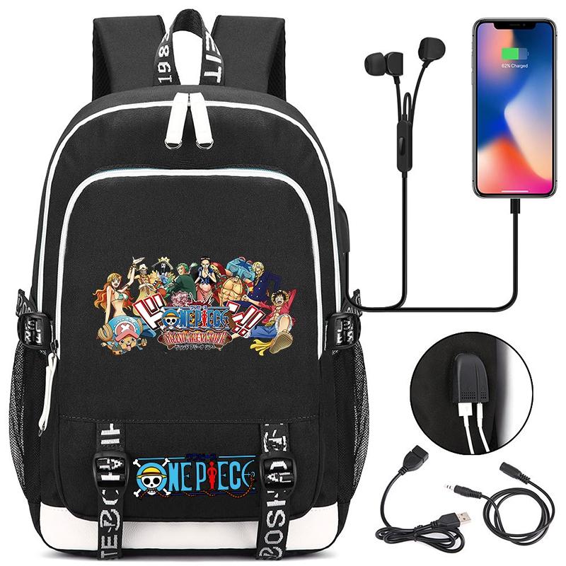 Anime One Piece Teenager-Rucksack, Unisex, Schultaschen, Cartoon-Druck, Laptop-Rucksack, Schulrucksack für Jungen und Mädchen
