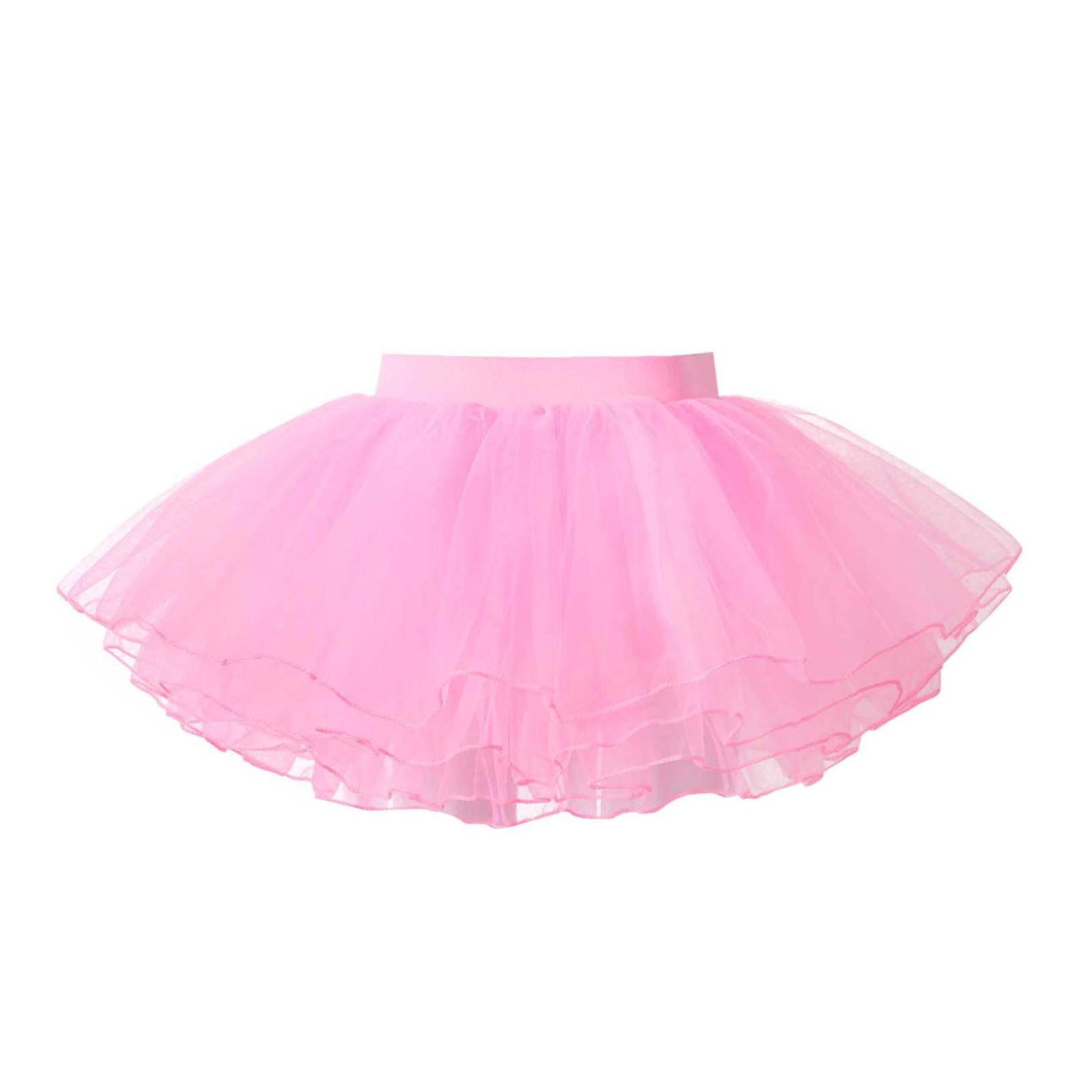 Kinder Mädchen Tüll Tutu Petticoat Kurz Unter Rock Klassische Vier Schichten Ballett Tanz Rock Dancewear Dress Up Kleidung 6-11 Years rosa
