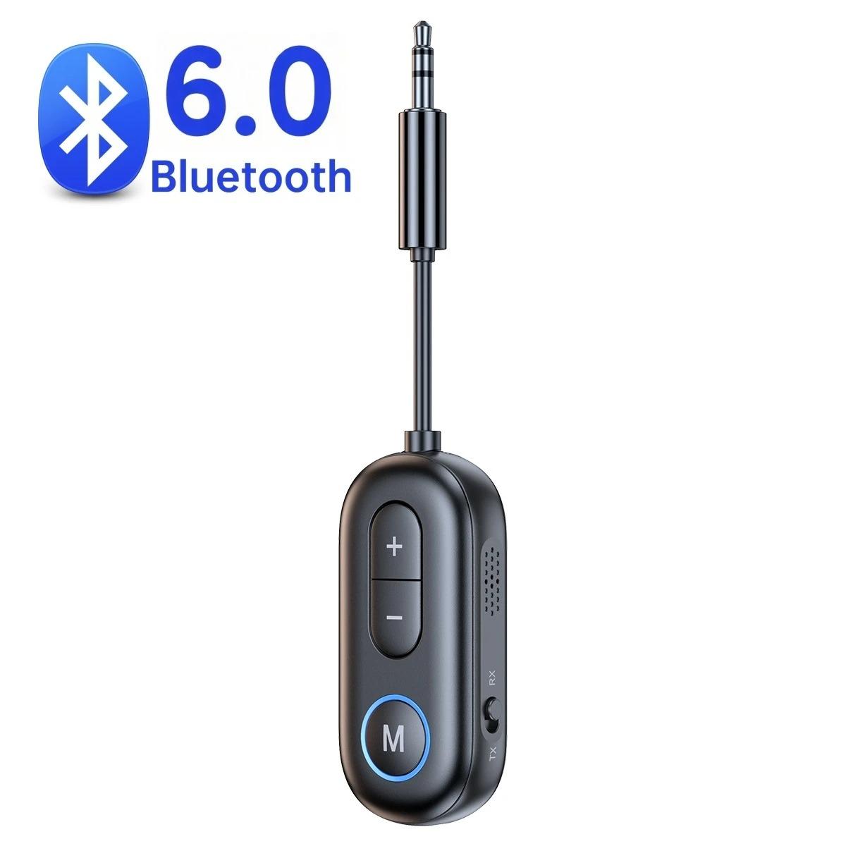 Bluetooth 6.0 Audio Sender Empfänger 3,5MM AUX Hifi Stereo Musik Drahtloser Adapter Mit Mikrofon Für Auto Flugzeug Fernseher PC Kopfhörer