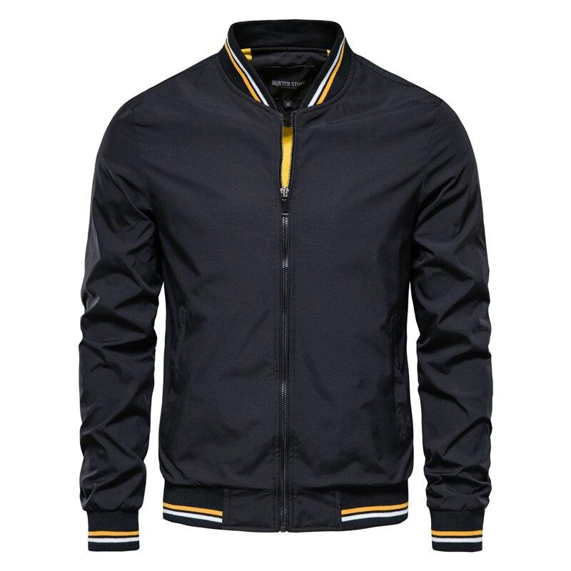 AIOPESON Einfarbig Baseball Jacke Männer Casual Slim Fit Herren Bomber Jacken Neue Herbst Mode Hohe Qualität Jacken Für Männer XXL schwarz