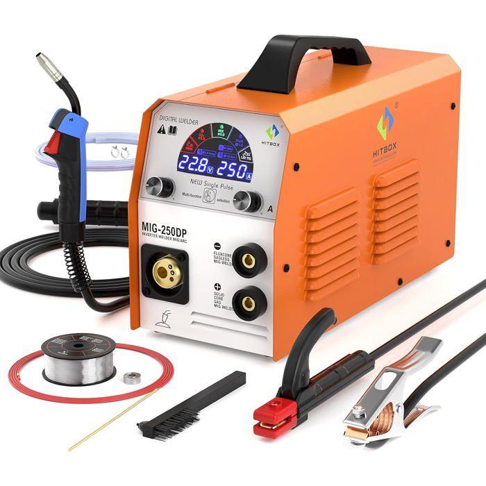 Poste à souder - HITBOX MIG250DP - 5 en 1 (MIG gaz/gazless, MMA, LIFT TIG) - 250 A - Écran LED couleur