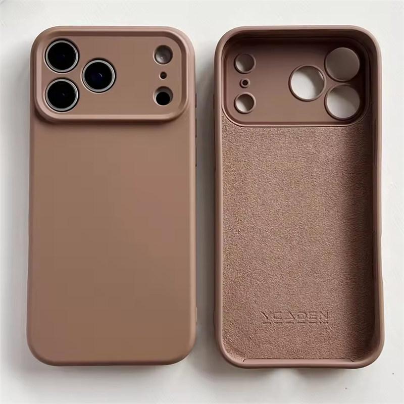 Stoßfeste TPU-Hülle für iPhone 17 16 Pro Max für iPhone 17Air 16E 15 14 13 12 Pro Max Plus Hülle Flüssiges Silikon TPU Schutzhülle iPhone 17 Pro Max kaffeebraun