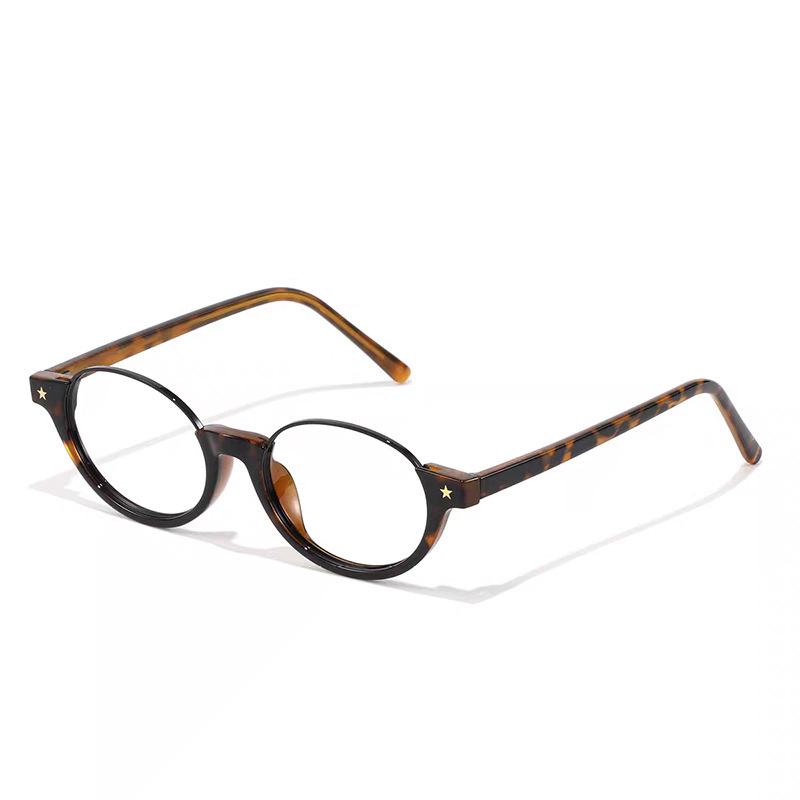 Y2K Elliptische Brille ohne Gläser Mädchen Retro Harajuku Cosplay Party Mode Dekoration Brille Metall Fotografie Fake-Brille black