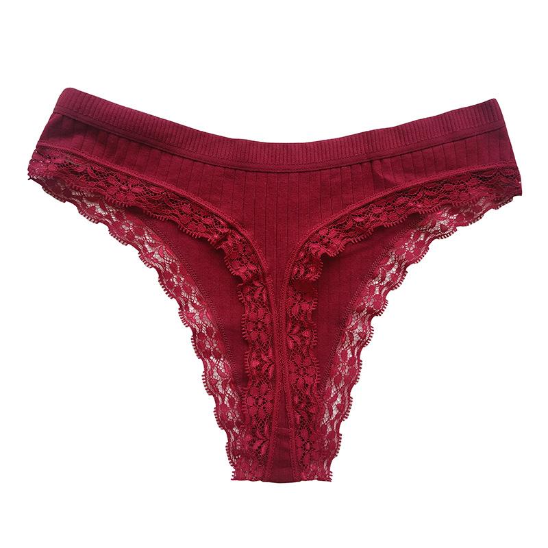 Sexy Tanga Spitze Baumwolle Tanga Höschen Damen Sexy Spitzenhöschen XL rot