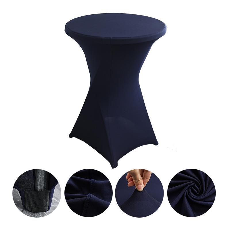 Höhe Stretch Runde Tischdecke Cocktailtischhülle Spandex Tischdecke Bar Hotel Party Hochzeit Elastische Tischdecke Deko 1PC-80*110cm navy blau