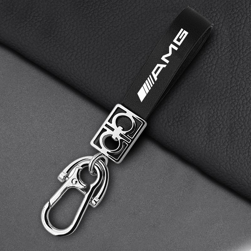 Metall Leder AMG LOGO Schlüsselanhänger Schlüsselkette Auto Emblem Schlüsselanhänger Zubehör für Mercedes Benz E260 E200 E300 W205 W212 W166 W176 W242 S212 X166