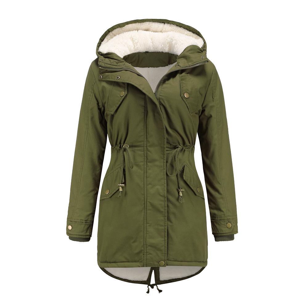 Gepolsterter Damenmantel für Herbst und Winter, lässiger Damen-Parka mit Kapuze, verdickte, mit Baumwolle gepolsterte Jacken, Mantel XXXXXL grün