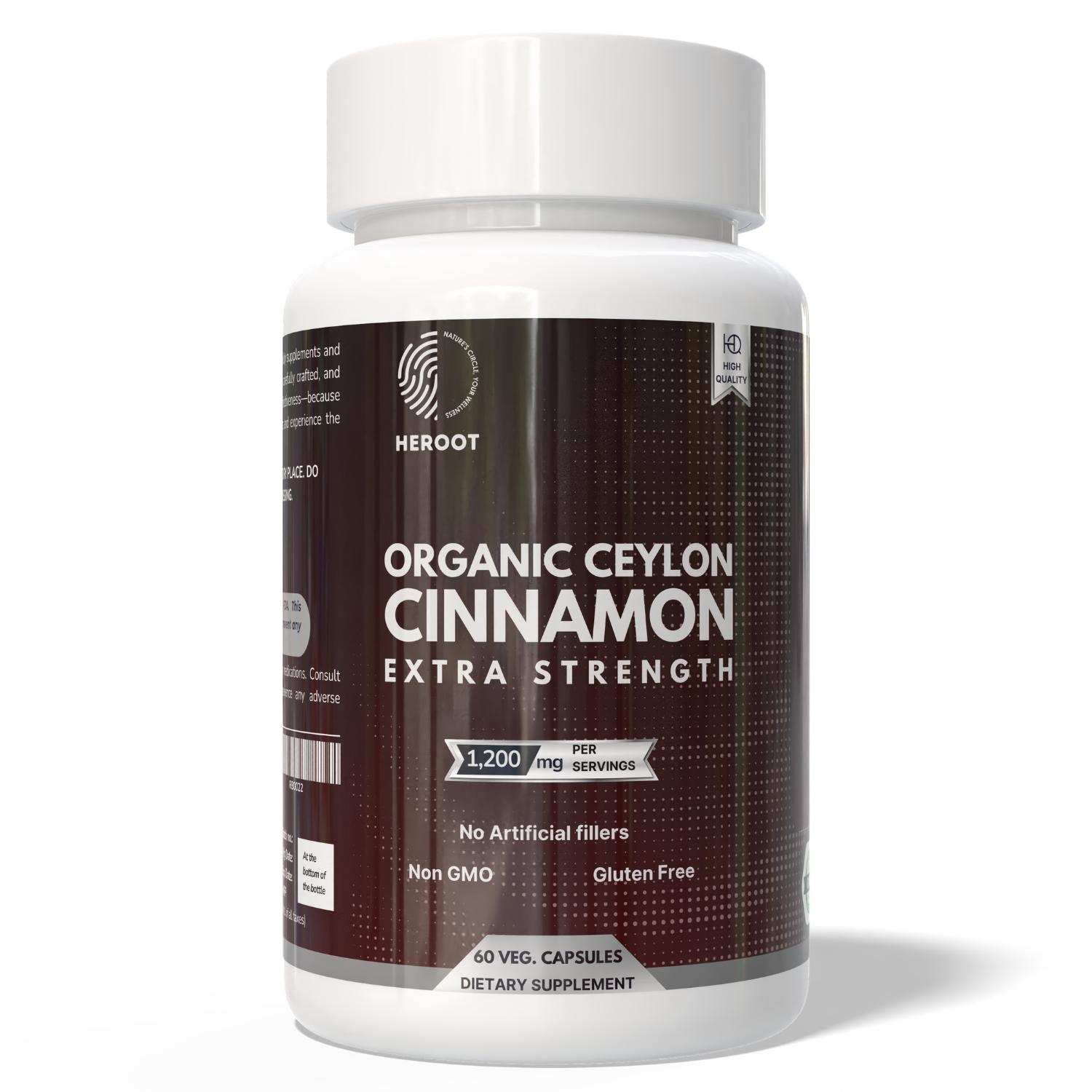 Echte Bio-Ceylon-Zimt-Kapseln | 1200 mg | Nahrungsergänzungsmittel Pack=300 Capsules