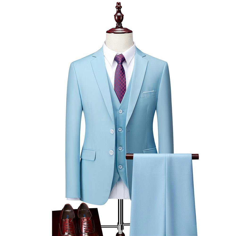5XL(Jacke + Weste + Hose)Reine Farbe Herren Business Anzug Dreiteiliges Set Bräutigam Hochzeitskleid M