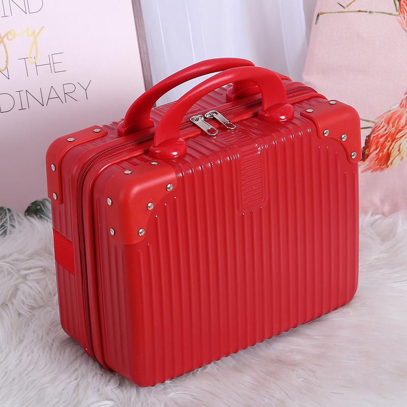 14 Zoll Mini Reisekoffer Kosmetikbox Handgepäck Organizer Make-up-Koffer Kleine Passwortbox Boarding Case für Frauen Mädchen rot