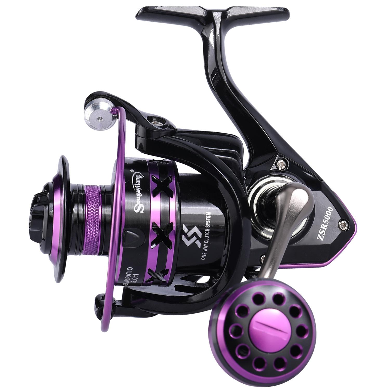 Angelrolle Spinnrolle links/rechts mit 5,0:1 Übersetzungsverhältnis 12+1 Kugellager 2000Series violett