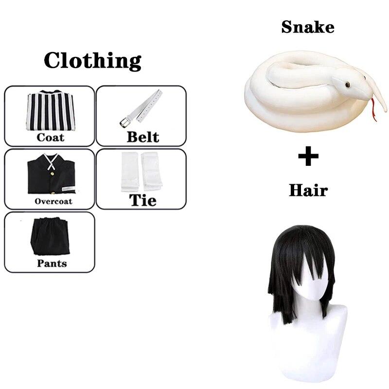 Anime Dämon Slayer Kimetsu Keine Yaiba Iguro Obanai Haori Kimono Cosplay Kostüm Perücke Weiße Schlange Requisiten Halloween Kostüm XL-(Full set+wig)