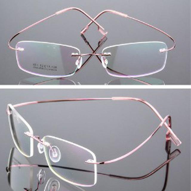 Titanlegierung Superelastische Randlose Brille Männer Frauen Unisex Rahmenlose Brillen Mode Business Brillen Schutz Auge rosa