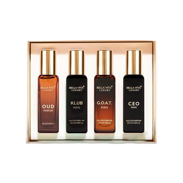 Parfüm-Geschenkset für Männer (4 x 20 ml), Luxuriöses Parfüm-Geschenkset für Männer, Bella Vita
