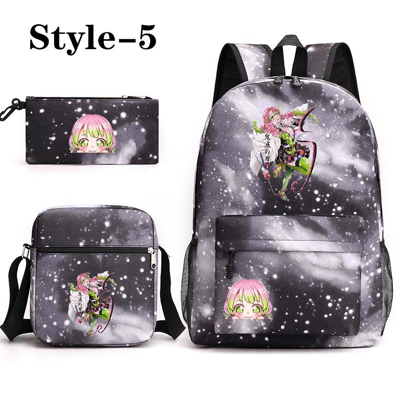 Niedlicher Kanroji Mitsuri 3-teiliger Rucksack Neuer Anime Kanroji Mitsuri Rucksack Umhängetasche Federmäppchen Schule 3-teiliger Rucksack