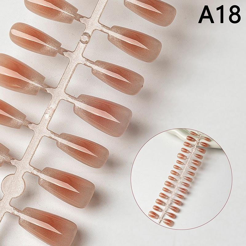 30 Stück Nägel Handgefertigt Farbverlauf Katzenaugen Aufdrücken Falsche Nägel Mittel Kurz Nagelspitzen Beliebtes Design Dekoration Blume Vollständige Abdeckung