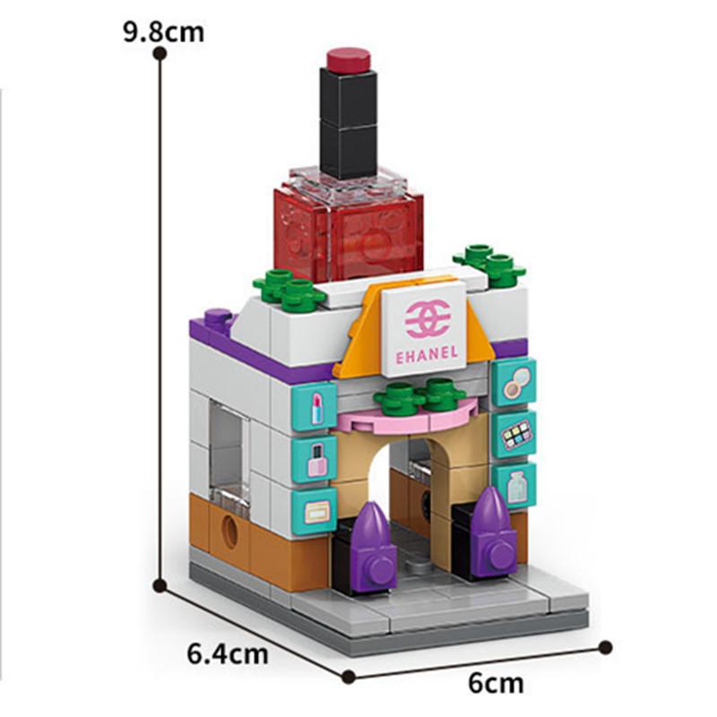 16 Stil Mini Street View Café Blumenladen Friseursalon Klavier Spielhalle Obstbuchhandlung Bausteine Ziegel Filmmodell Spielzeug Jungen Mädchen Geschenke
