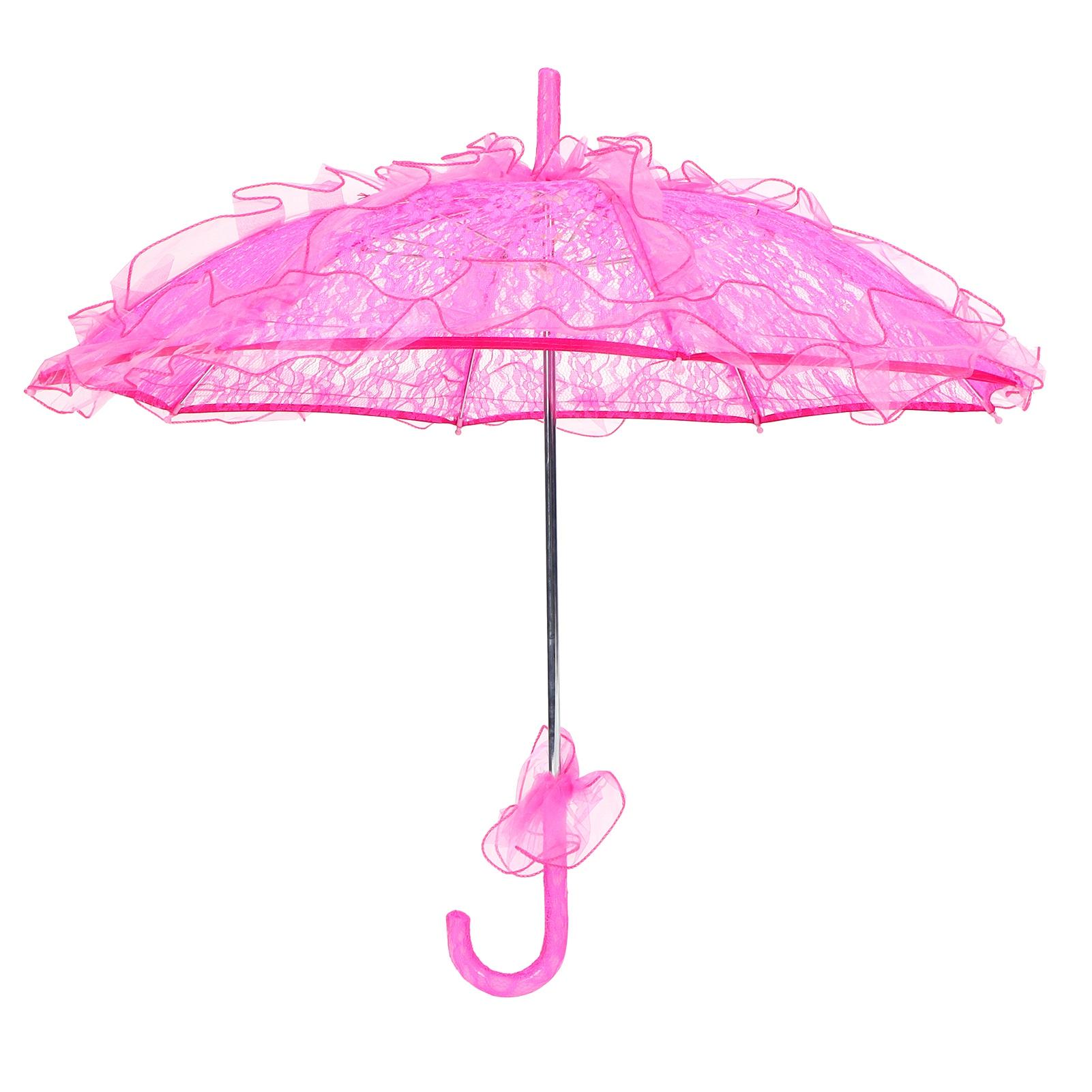 Hochzeit Braut Regenschirm Einzigartige Faltbare Spitze Stoff Sonnenschirm Regenschirm Leistung Requisiten rose rot