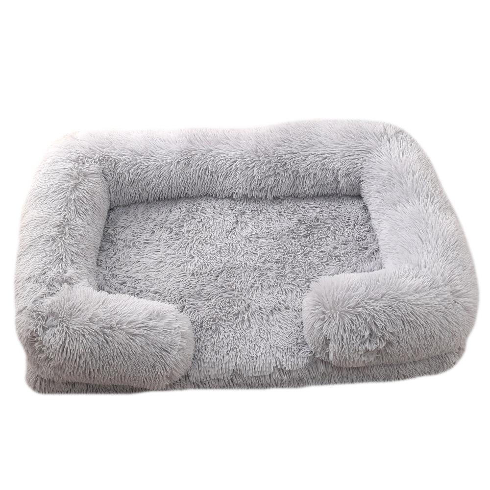 Volle Füllung Haustier Hundehütte Matte Plüsch Hundekissen Warmes Hundebett Quadratisches Katzensofa Bett Weiches mittelgroßes Haustierhaus S-45X40cm white
