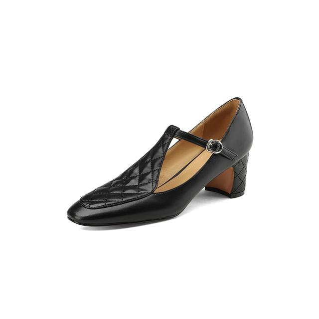 Neu Frühling Frauen Schuhe Retro Schnalle Frauen Pumpen Spitz Heels Schuhe Frauen Heels Mary Jane 38 schwarz