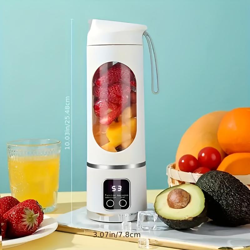 Tragbarer Entsafter mit USB-Aufladung – Mini-Mixer mit 10 Klingen, Digitalanzeige, drei Modi, leicht zu reinigen, ideal für Smoothies und frischen Saft weiß
