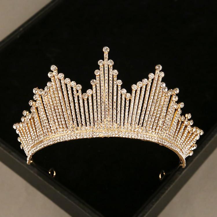 Neue Braut Silber Große Krone Hochzeits-Haarschmuck Hochzeitskleid-Accessoires Europäische Geburtstags-Tiara Krone beige