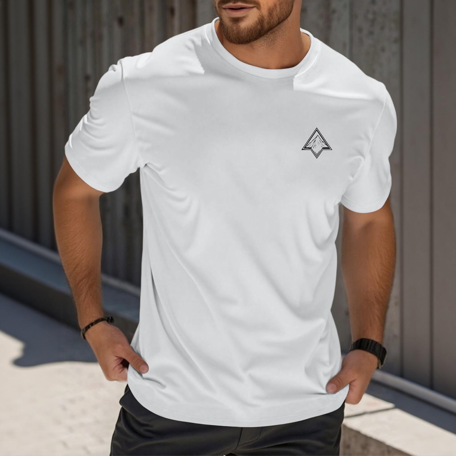 Herrenmode Bedrucktes Rundhals Kurzarm T-Shirt Top mit gerader Schulter XL weiß