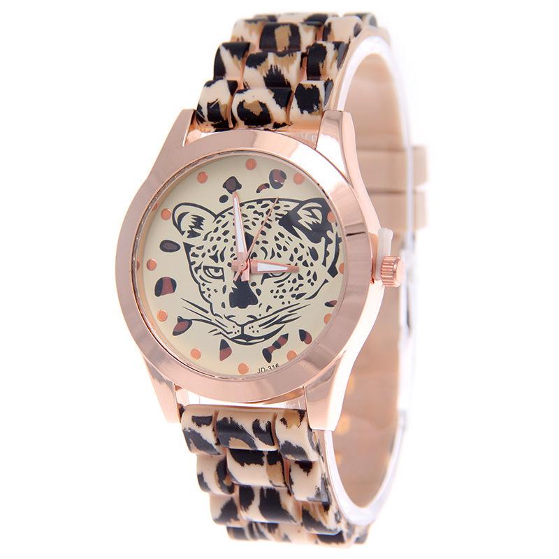Mode Leopard Print Quarzuhr Frauen Silikon Sport Uhren Silikon Band Quarz Armbanduhren Damen Weibliche Uhr