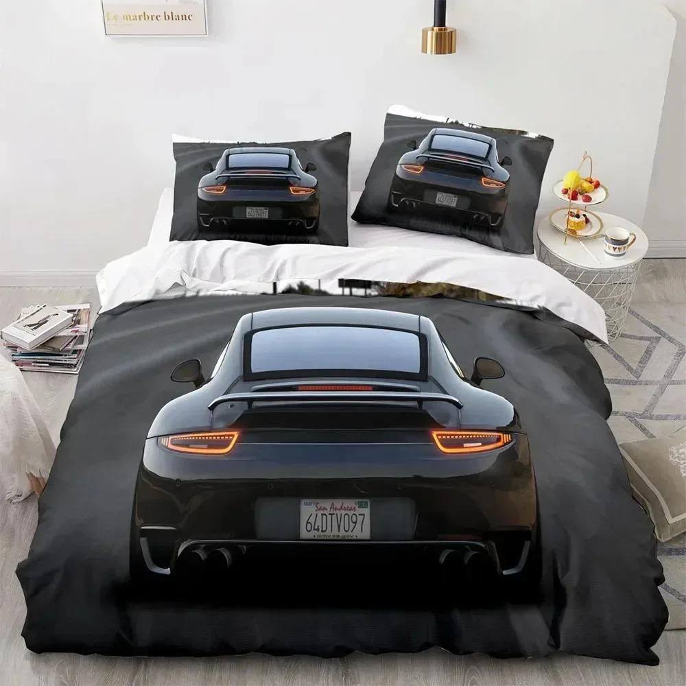Sportwagen Bettwäsche Set Für Schlafzimmer Weiche Moderne Bettdecken Bequeme Kinder Bettbezug Deckenbezug Und Kissenbezug 70x133cm 3pcs gray