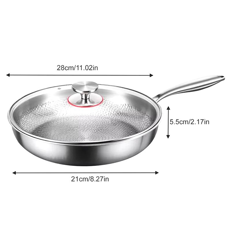Titanium Gehämmerte Pfanne Pro mit Deckel Titanpfannen zum Kochen Langlebig Kratzfest Antihaft Titanium Nutri-Pfanne zum Kochen